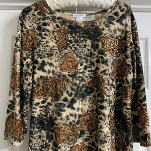 DB Sport Brand Women's Leopard Print with Brown Design Blouse, Size XL